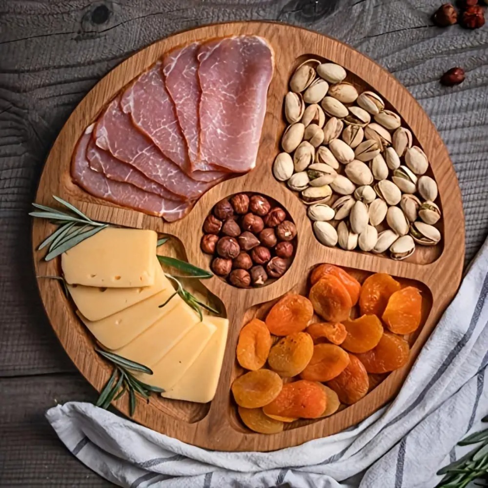 Home Cooking Recipes - Party Dishes 5 Compartments Round Snack