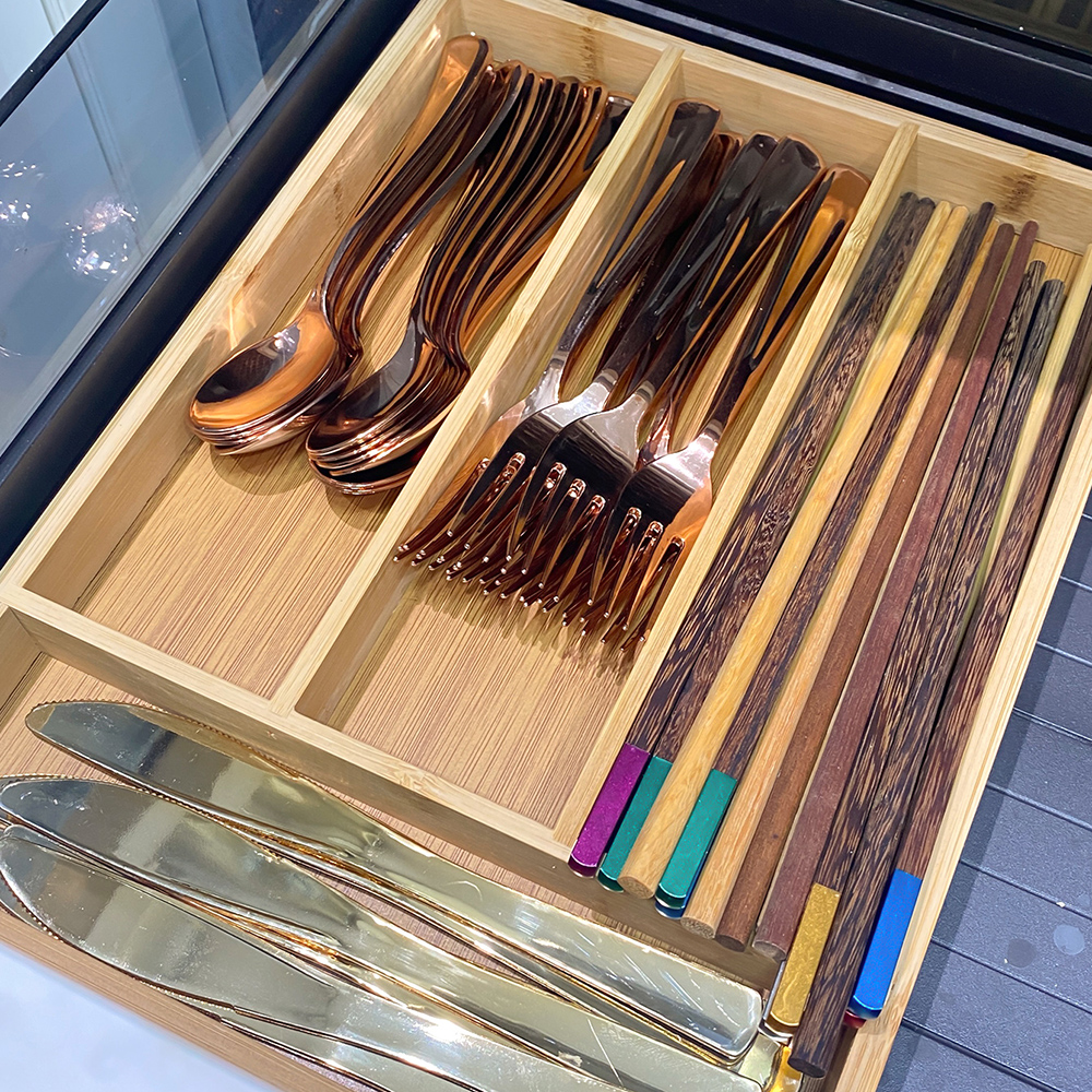 Bamboo Cutlery Divide Storage  - Home Cooking Recipes incelemesi ve fiyatı